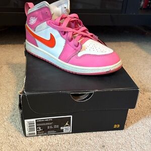 Jordan Kids' Pink & Orange High-Top Sneaker